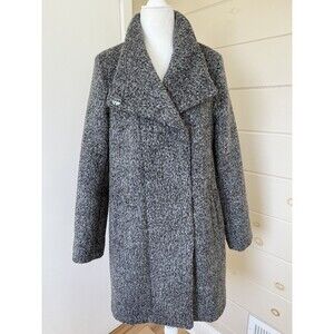 Kenneth Cole Women's Pressed Boucle Wool Blend Coat S Grey Refined Minimalist